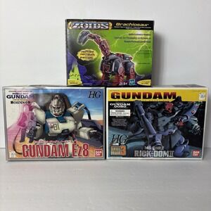 Vintage Gundam HG 1/144 Ez8 Rick-Dom ll & Zoids Brachiosaur Model Kit Bundle 3pc